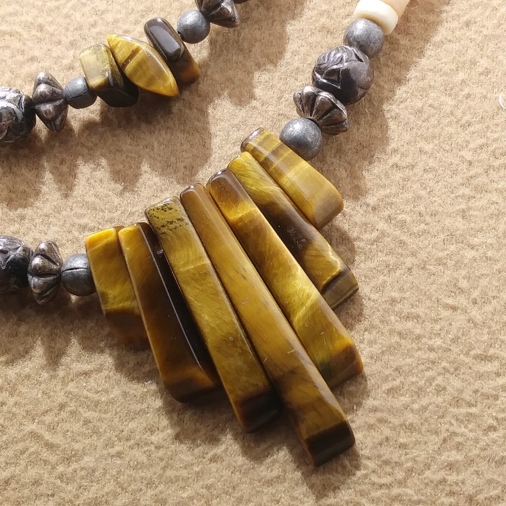 Tiger eye and Puca shell necklace